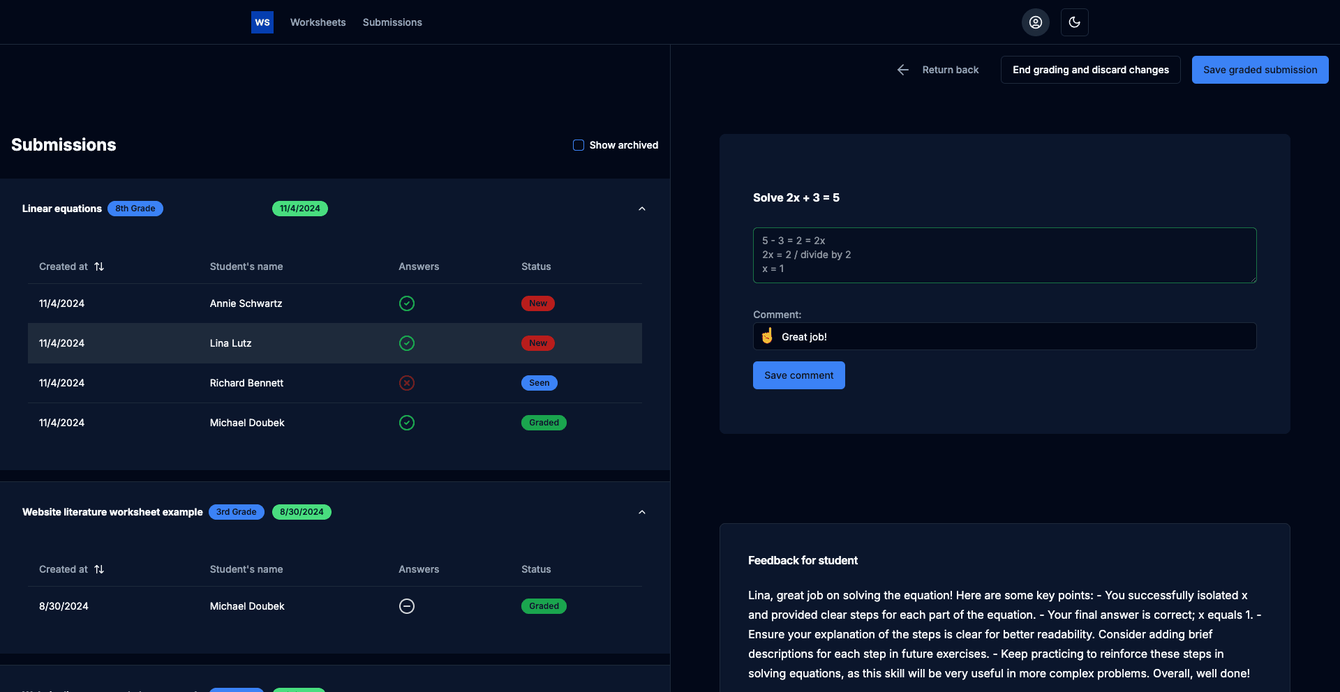 Worksheet responsive on laptop, tablet and phone