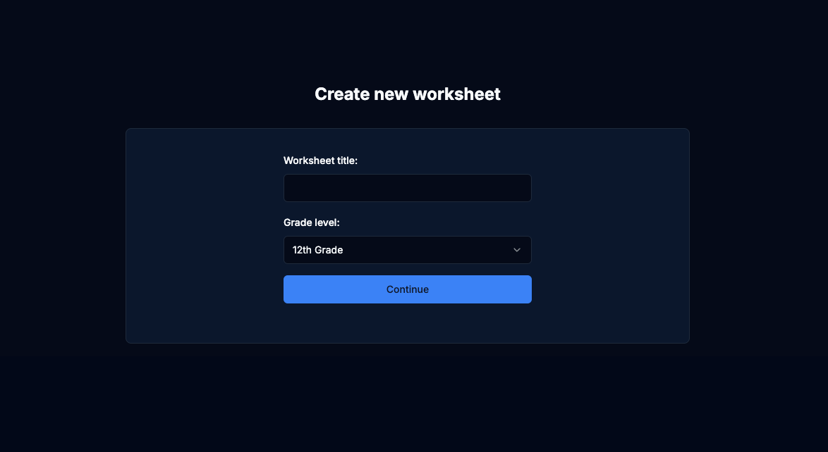 New worksheet dialog